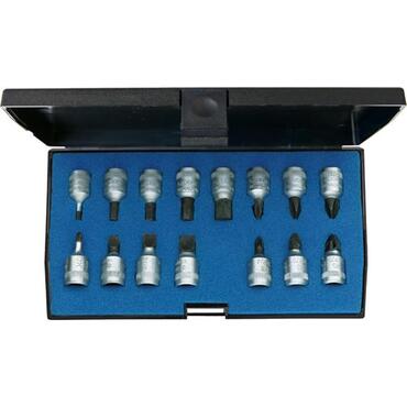 Socket wrench screwdriver set 1/4", 15 piece type INS 20 PM